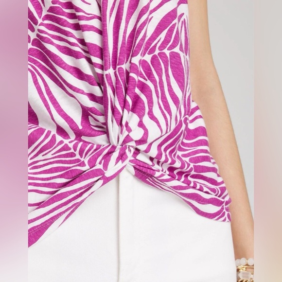 Chicos Jungle Inverted Front Knot Cotton Tee Shirt - Picture 2 of 14